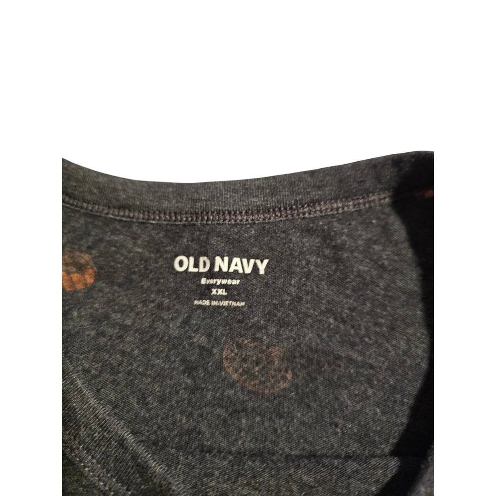 Old Navy Everywear Womens XXL Pumpkin Print T-Shirt Charcoal Gray Halloween Tee - Picture 2 of 2